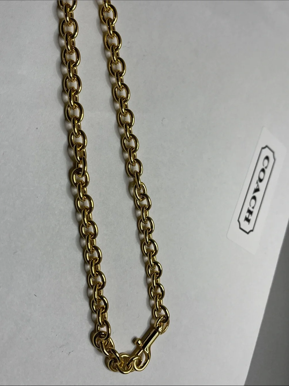 Coach Leatherware Est. 1941 Gold Heart Tag 18” Necklace